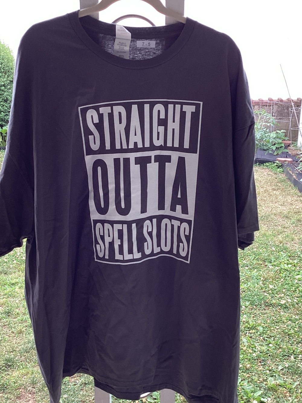 Hanes Grey Graphic Tee "Straight Outta Spell Slots"